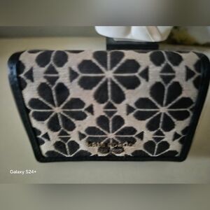 Kate Spade Black and Cream Floral Wallet